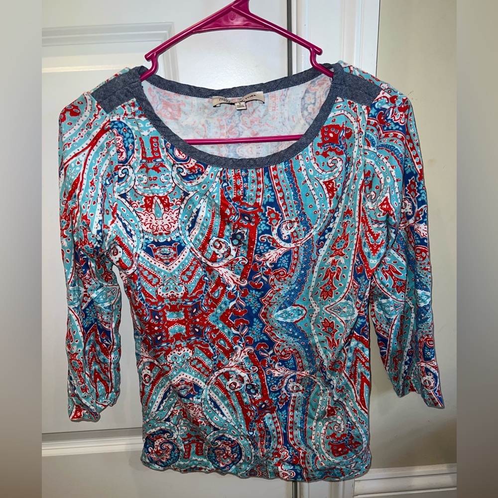 Blue, red shirt; size small